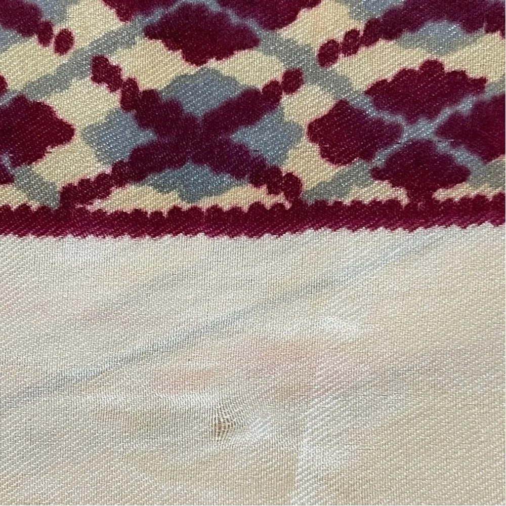 Vintage Glentex Silk Blend Scarf Purple Ivory Geometric Print Oblong